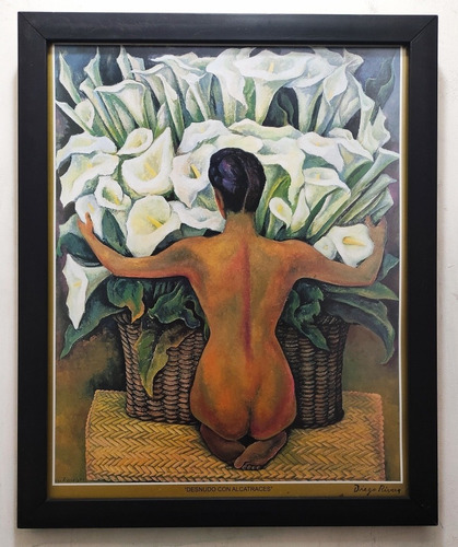 Desnudo Con Alcatraces _ Diego Rivera _ Litografía Enmarcada