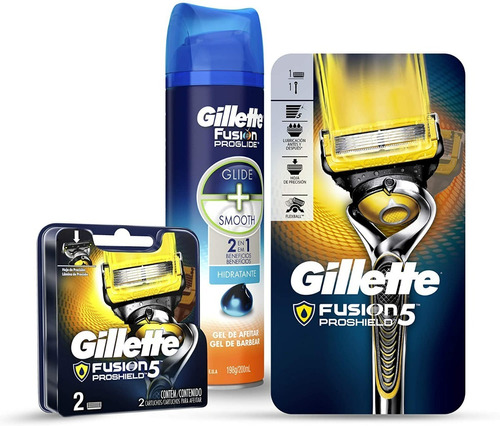 Kit Gillette Fusion Proshield Máquina + Gel + Repuestos