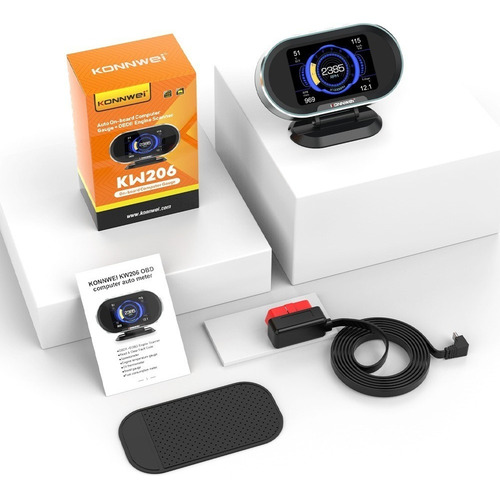 Obd2 Hud Konnwei Kw206 Temperatura Agua Alarma Velocímetro