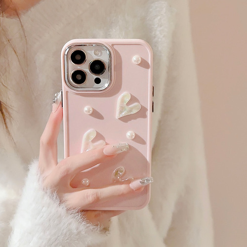 Funda Iphone 13/14/15/16 Pro Y Pro Max - Diseño Pearl Rosa Claro Pearl 13/14