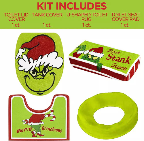 Juego De Baño Navideño Grinch Con Tapete