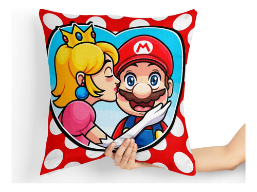 Souvenir Almohada Almohadon + Funda 30x30 Cm Mario Bross