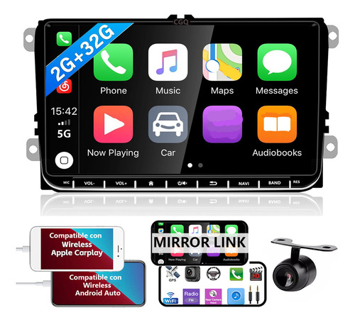 Cgq Pantalla Tactil Estereo Para Auto 2g + 32g Compatible Con Vw Polo Vento Bora Golf Jetta Mk6 Scirocco Caddy Es Sharan Touran Passat Skoda Seat