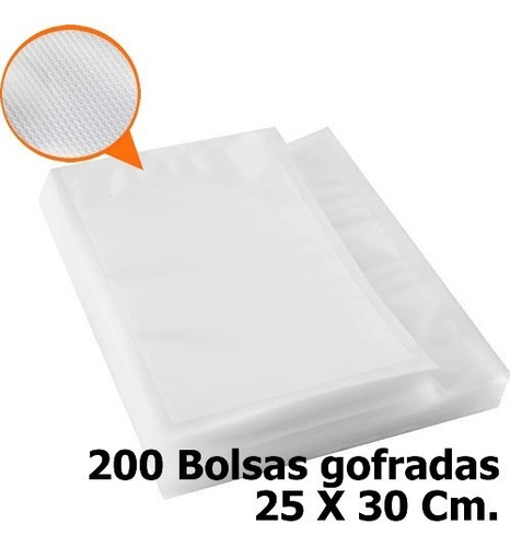 200 Bolsa Gofrada, Para Sellar Al Vacio De 25x30 Cm.