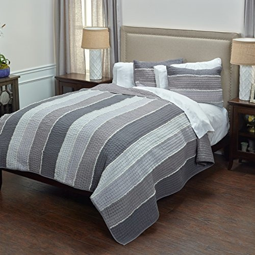 Edredón Rizzy Home Bq4195, 106  X92 , Gris / Blanco / N