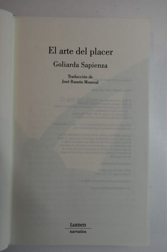 El Arte Del Placer Goliarda Sapienza C68 (Usado)
