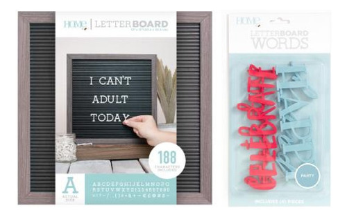 Quadro Letter Board 30,5x30,5cm 191 Letras +4 Pçs Celebração