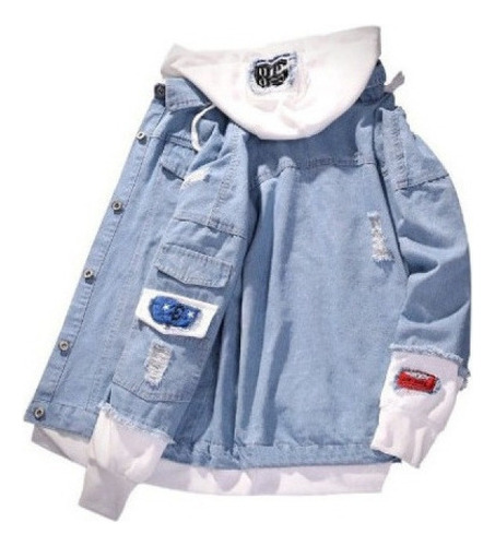 Chaqueta De  Jeans Ropa De Calle Hip Hop Con Capucha