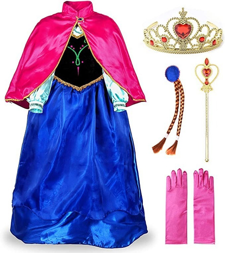 Disfraz Anna De Frozen Completo Con Accesorios Importado