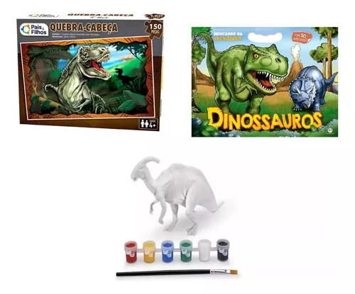 Jogo Quebra Cabeça Dinossauro T Rex Infantil Pais e Filhos 150