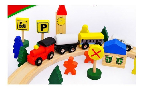 Imagen 4 de 5 de Pista Tren De Madera 48 Piezas Niños Juego Didactico Thomas