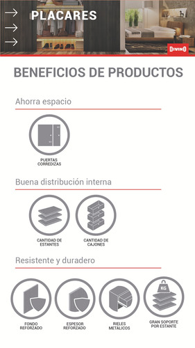 Imagen 4 de 4 de Ropero 3 Puertas Corredizas Con Espejo Garantia Divino