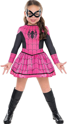 Disfraz De Halloween Pink Spidergirl Para Nias, T, Incl...