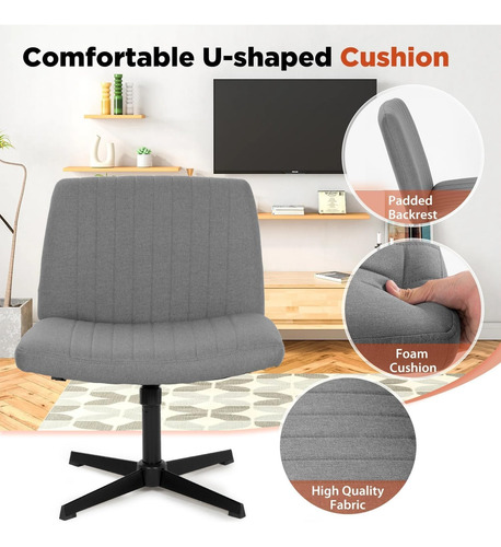 Silla De Escritorio Giratoria Ajustable Muy Cómoda De Tela Gris Claro Tela