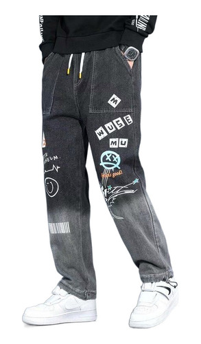 Leggins Holgados De Graffiti Con Dibujos Animados De Jeans