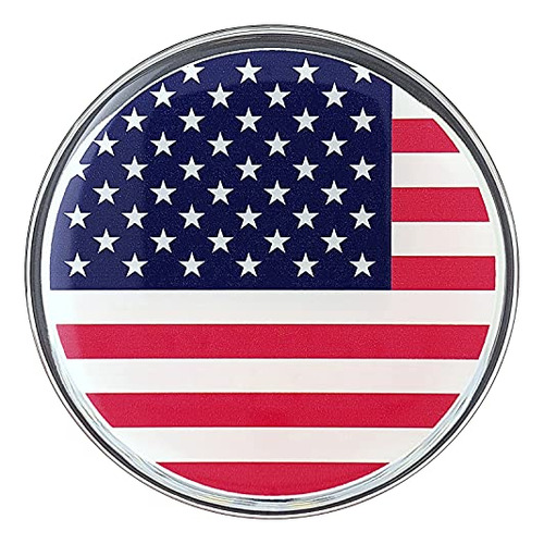American Flag Car Decal (3  Round) - Resin Coated Autom...