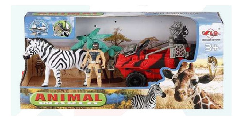 Set Safari Animales Y Vehículo Con Accesorios 