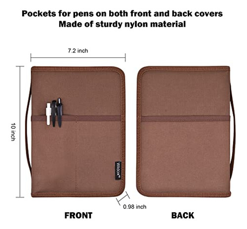Funda A5 Marrón Con Doble Cremallera Y Soporte Bolígrafo