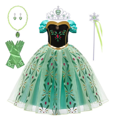 Vestido De Princesa Anna, Frozen For Niñas, Falda Estampada D 6