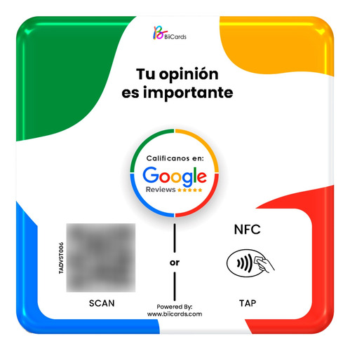Placa Para Google Reseñas | Con Chip Nfc Y Codigo Qr