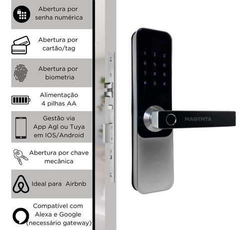 Imagem 5 de 7 de Fechadura Digital Inteligente Biometria E Aplicativo Agl H30