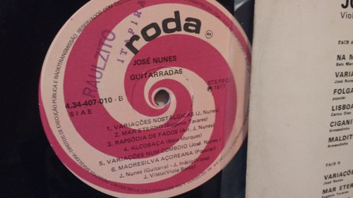 Lp José Nunes Guitarradas Guitarra Portuguesa Código 01 (Usado)