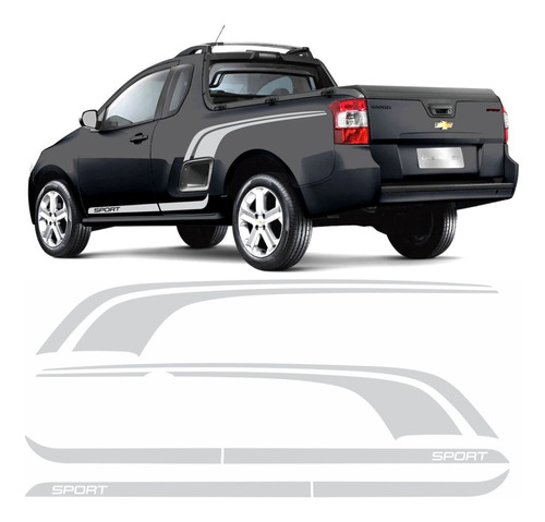 Kit Faixa Chevrolet Montana 2013 Adesivo Lateral Sport 