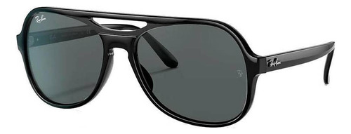 Óculos de sol Ray-Ban Powderhorn Standard armação de náilon cor matte black, lente dark grey clássica, haste matte black de náilon - RB4357