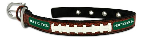 Ncaa Miami Hurricanes Classic Leather Fútbol Collar, Pequeño