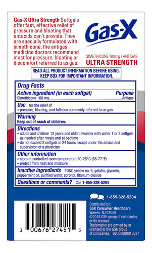 Gas-x Ultra Strength Softgels, 50-count Boxes 62745100