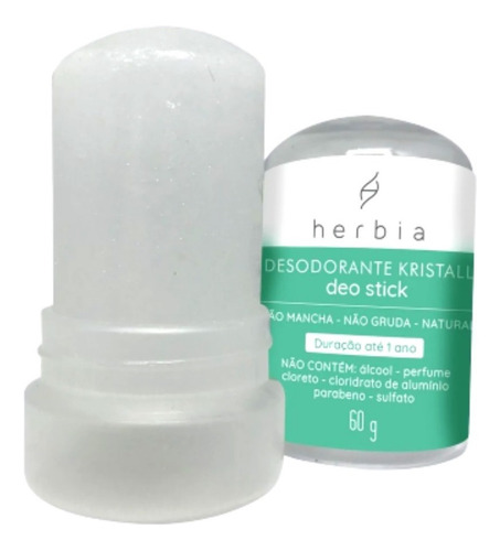 Desodorante Krystall Natural Vegan Herbia 60g Dura Até 1 Ano Fragrância Sem fragrância