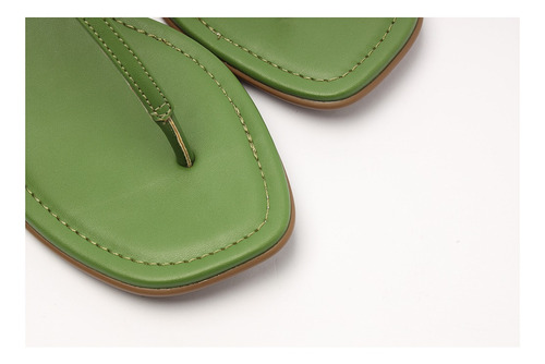 Imagem 5 de 6 de Sandália Feminina Rasteira Flat Broche Logo Verde - My Shoes