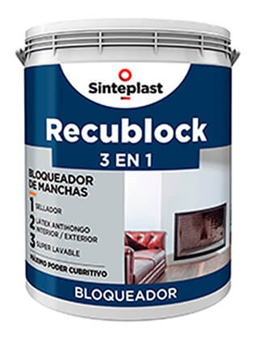 Recublock 3 En 1 Bloqueador Sellador Latex Antihongos 4 Lts