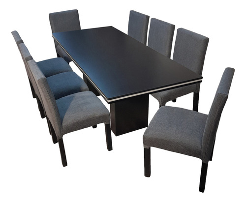 Juego Comedor Mesa Rectangular Tr 220x90 + 8 Sillas Chenille