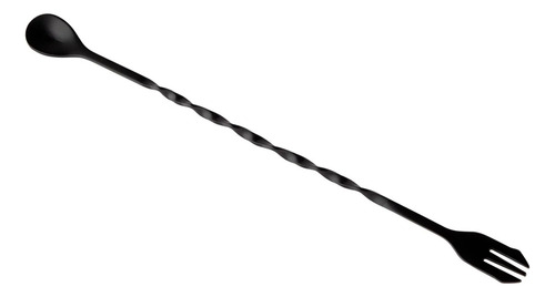 Colher Bailarina Com Garfo Espiral Drink Bebida Cor Preto
