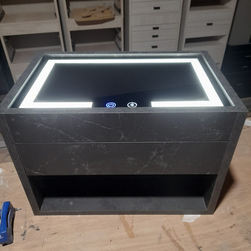 Mesa De Luz Led Dimmer Touch Encendido Táctil Gris Mármol