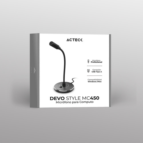 Micrófono Para Computo Devo Style Mc450 Alámbrico Cardioide Color Negro