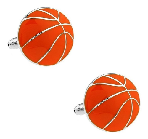 Mancuernillas Balon Basquetbol Naranja Con Plateado F-104