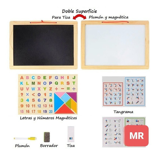 Imagen 10 de 10 de Pizarra Didáctica Infantil Tiza Acrílica Imantada Para Niños