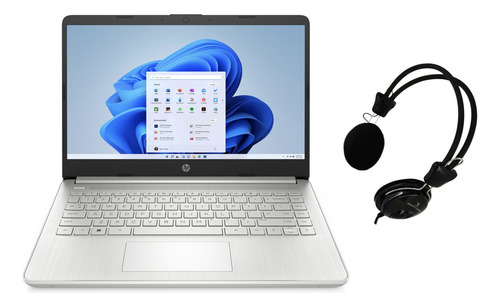 Laptop Hp 14-dq0532la | Intel Celeron N4120 | 4gb Ram | 128gb Ssd | 14 Hd | Windows 11 | Diseño Liviano Y Elegante | Teclado En Español. Bundle Con Audifonos.