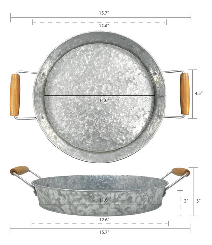 Gathery Galvanized Round Tany Manyle Para Hogar, Oficina,