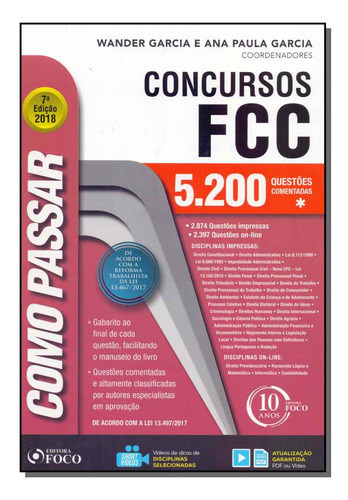 Libro Como Passar Em Concursos Fcc 07ed 18 De Garcia Ana Pau