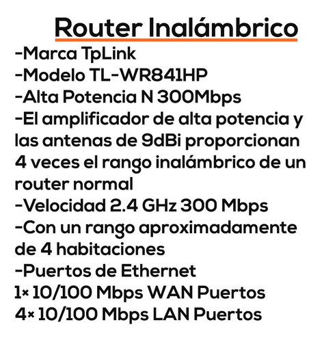 Router Inalámbrico Tp-link Tlwr841hp 300mbps Wifi Bagc