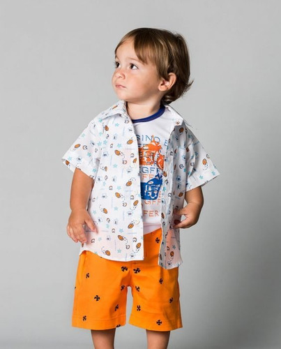 Camisa Bambino Estampada Football Para Niños