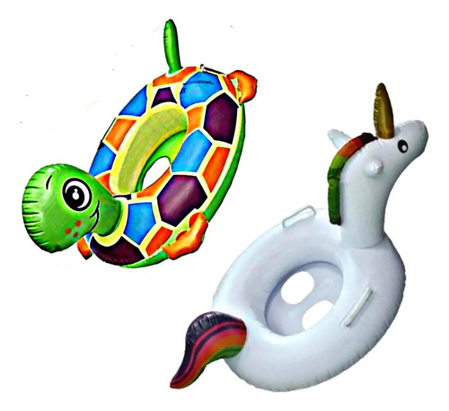 2 Unicornio Tortuga Asiento Bebé Salvavidas Inflable Alberca