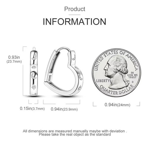 Arracadas Corazon Con Luna Y Estrellas, Plata S925