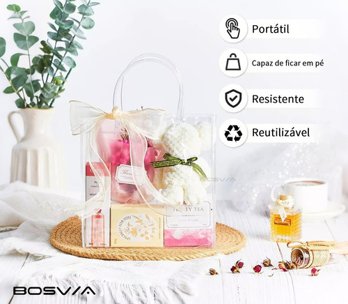 R0x Para 20 Sacolas De Presente Com Alça Transparente Para