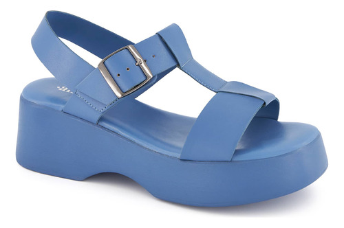 Sandalia Casual Andrea Plataforma Corrida Para Mujer Azul