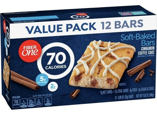 Fiber One Barras De Cereal 70 Calorie Cinnamon 12ct