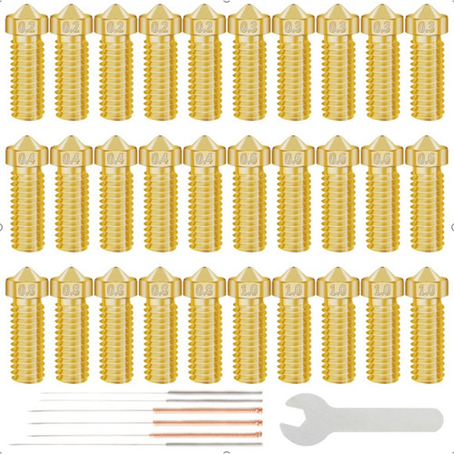 30 Boquillas De Latón Para Impresora 3d, 0,2 Mm, 0,3 Mm, 0,4